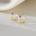 thumbnail image 3 of Sterling Silver Rainbow Heart Hoop Earrings for Women Teens Colorful Love Earrings Huggie for Valentines Day, 3 of 5