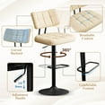 thumbnail image 3 of Furniliving Bar Stools Set of 2, Swivel Barstools with Footrest and Thick Cushion Back, Counter Height Bar Stools, Height Adjustable Modern Bar Chairs for Kitchen Island, Beige, 3 of 12