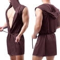 thumbnail image 2 of Wiyuqeen Men Lightweight Sleeveless Hooded Bathrobe Solid Summer Sleep Robe Adjustable Tie Waist Knee Length Loose Loungewear for Hot Weather Bedroom Rest Daily Indoor Wear, 2 of 6