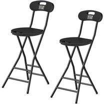 TAVR Furniture Folding Stool, 2 Pack 24 inch Folding Bar Stool with Backrest and Handle, Foldable Stools for Adults Up to 450lbs, Collapsible Round Folding Counter Height Stool Chair for Camping