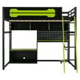 thumbnail image 5 of Harper & Bright Designs Full Size Gaming Loft Bed with Desk and Storage Shelves, Full Wood Low Loft Bed Frame with LED Lights, USB Ports and Pegboard, Black+Green, 5 of 18