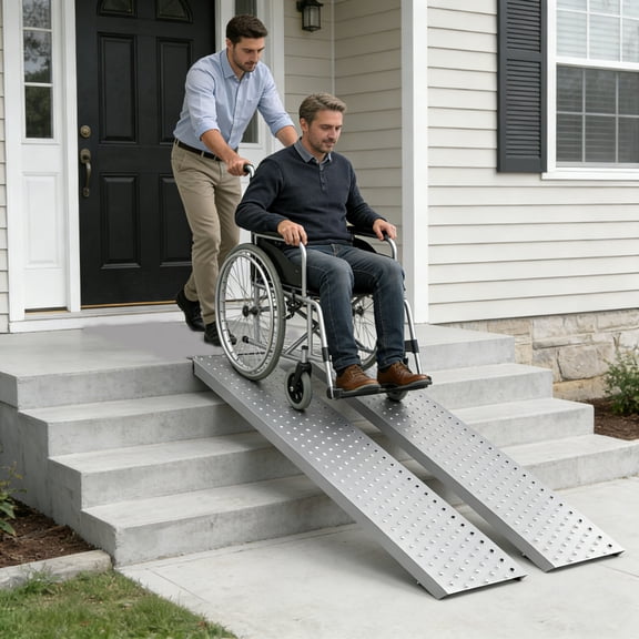 Heavy Duty Shed Ramp, Aluminum Alloy Shed Ramp, Long Loading Ramp, Lightweight Sturdy Anti-Slip Ramps, for Delivery Van, Garden Shed, Farm Machinery