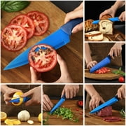 12PCS Matte Blue Titanium Stainless Steel Knife Set, Sharp Kitchen Knife Set Professional, Kitchen Knife Set Dishwasher Safe with Covers for Cooking