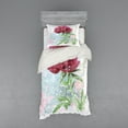 thumbnail image 2 of Ambesonne Retro Bedding Set 4 Pcs, Peony Blossoms Growth, Queen, Fern Green Pale Blue, 2 of 3