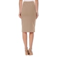 thumbnail image 3 of Women's Casual Elastic Band High Waist Stretch Office Work Solid Midi Skirt, 3 of 5