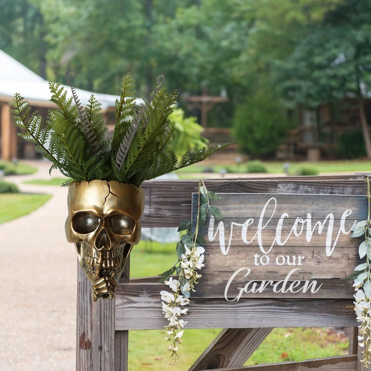 Skull Face Hanging Planter with Drainage Hole for Indoor Outdoor Plants