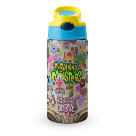 

My Singing Monsters Kids Water Bottle with Silicone Straw And Spill-Proof Lid 16.9oz Stainless Steel Double-Wall Vacuum Insulated Water Bottles for Boys Girls