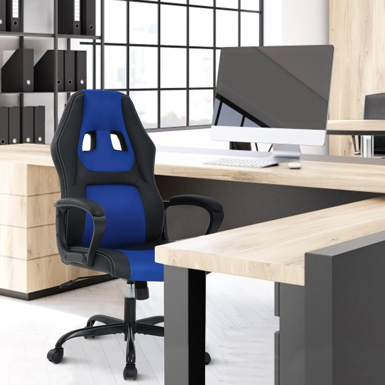 Dkelincs Gaming Chair PC Computer Desk Chair Ergonomic Adjustable Gamer Chair with Lumbar Support Armrest, Blue