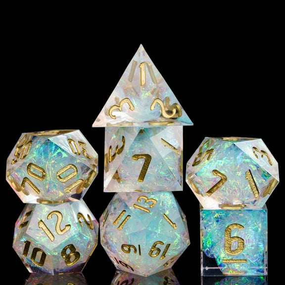Cusdie 7-Die Sharp Edges DND Dice, Handcrafted Polyhedral Dice Set, for Role Playing Game Dungeons and Dragons D&D Dice MTG Pathfinder