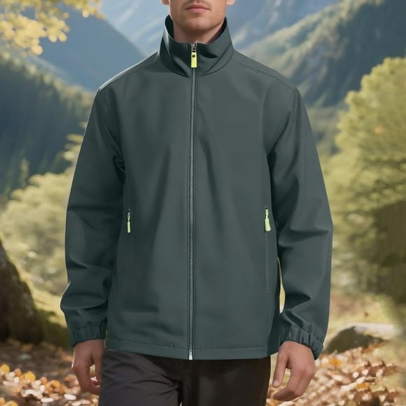 Amzcrzy Veste Homme Couleur Unie Extérieur Poche d'Escalade Fermeture Éclair Veste à Manches Longues Blouson Aviateur pour Hommes Vêtements pour Hommes