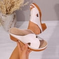thumbnail image 5 of Platrform Heels for Women Open Toe Cutout Chunky Heeled Sandals Summer Casual Slip on Slides Cork Mules Beige Size 7.5, 5 of 8