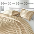 thumbnail image 6 of Whale Flotilla 3-Piece Reversible Silky Soft Queen Comforter Set, Luxury Stripe Satin Comforters Full Size Bedding Set with 2 Satin Pillowcases, Lightweight Duvet for All Seasons, Champagne, 6 of 8