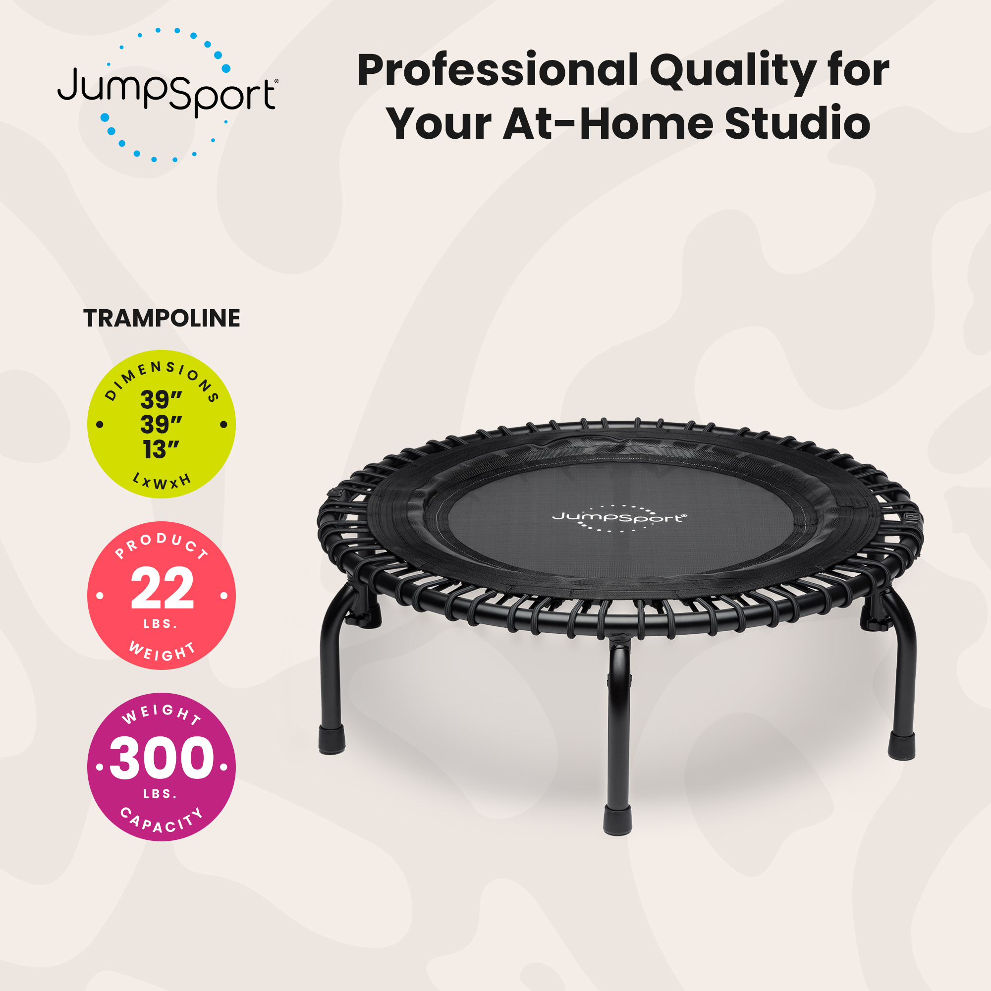 JumpSport 370 PRO Indoor Heavy Duty Lightweight 39 In Fitness Trampoline
