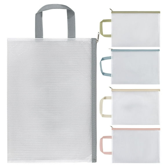 5 Pcs Handbag Clear Zipper Pouches File Zipper Bag Document Pouch Testing Paper Pouch Mesh Bag with Zipper