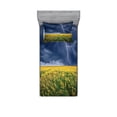 thumbnail image 2 of Nature Bedding Set with Sheet & Covers, Thunder Bolt Above the Seasonal Field Electric Vibes Mother Nature Theme Image, Printed Bedroom Decor 2 Shams, 4 Sizes, Yellow Blue, by Ambesonne, 2 of 3