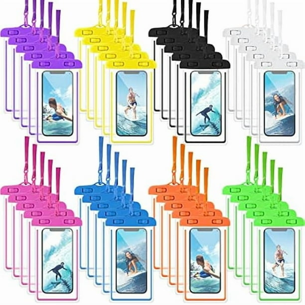 wonima02 40 Pack Universal Clear Waterproof Phone Pouch Cell Phone Pouch Dry Bag Waterproof Cases Bag with Lanyard for Outdoor Sport Water Games Protect, up to 7 Inches(Multicolor)