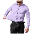 thumbnail image 2 of XDZJLR Mens Shirts Dress Solid Long Sleeve Stretch formal Business Button Down Tops, 2 of 4