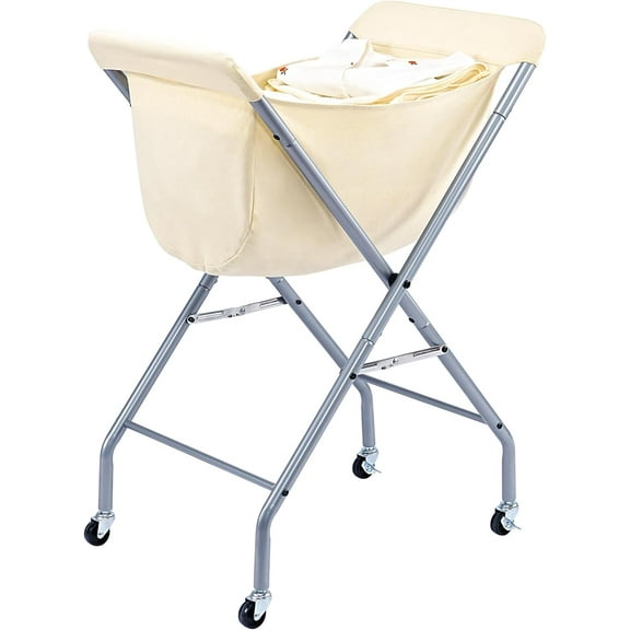 Laundry Cart with Wheels, 32”H Easy Rolling Laundry Hamper with Removable Liner Bag, Sturdy Metal Frame Clothes Basket with 4 Casters and 2 Brakes