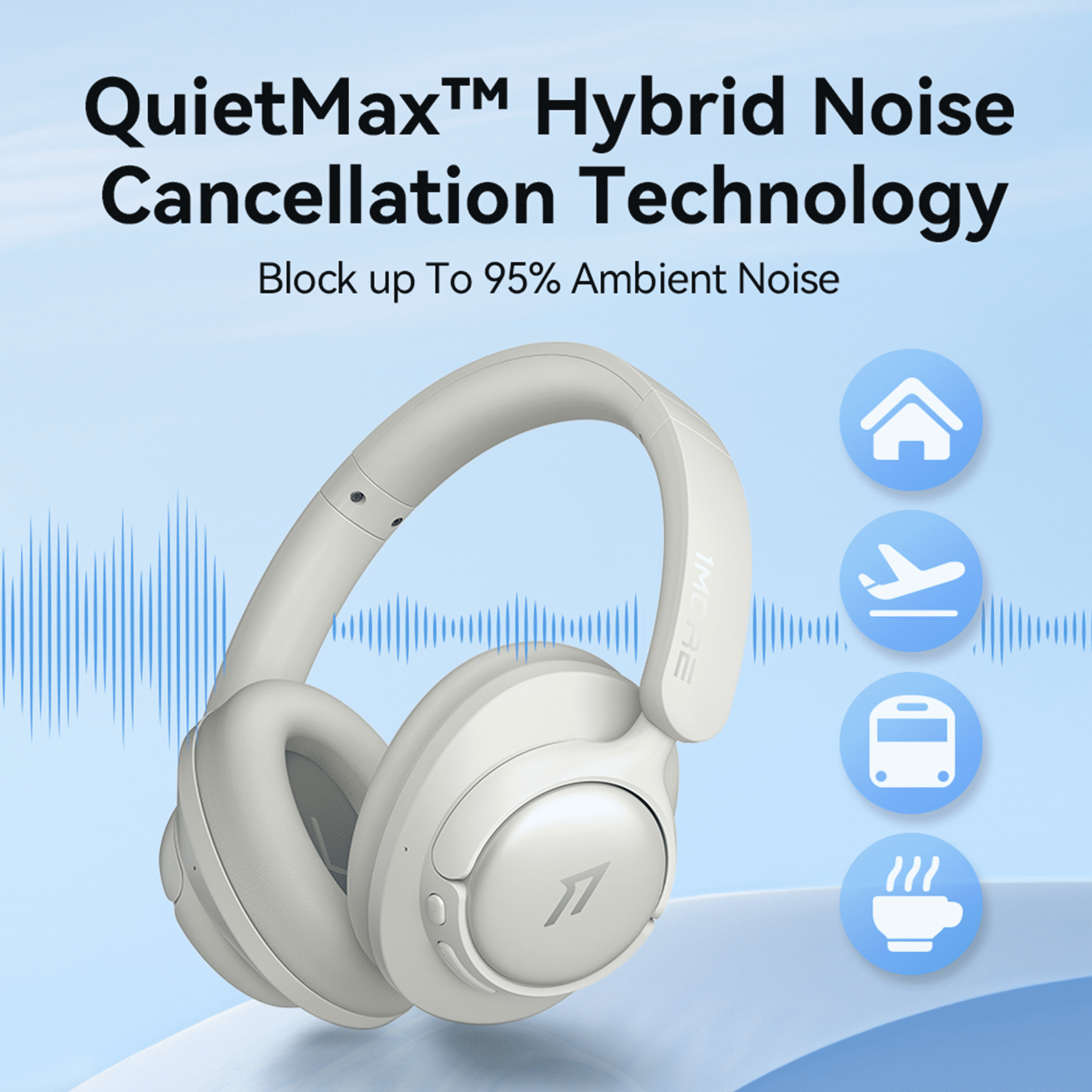 1MORE Sonoflow HQ31 Wireless Headphones with ANC, Hi-Res Audio, 90H Battery, White