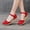 Red, variant on Women's Sandals Summer Espadrille Wedge Sandals Closed-Toe Ankle Strap Breathable Casual Walking Shoes Black 36 Linen