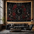 thumbnail image 6 of Symmetrical Wreath with Roses and Moons on Gothic Arch Background, Mystical Gothic for Dark Art Fans, Dark Holiday Wall Decor, Christmas Gift Tapestry Wall Hanging for Bedroom and Living Room, 6 of 7