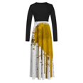 thumbnail image 3 of Dress for Women Casual,3/4 Sleeve Dress,Womens Fashion Printed Long Sleeve Round-Neck Pullover Patchwork Dress, 3 of 5