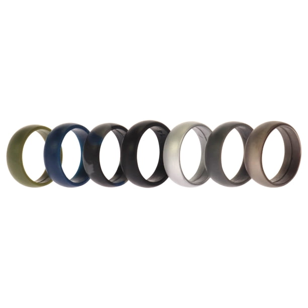 Juego de anillos de boda de silicona - Metal-Camo de ROQ para hombre - Anillo de 7 x 14 mm