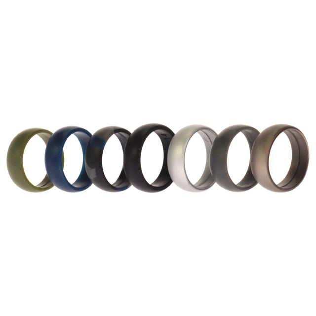 Juego de anillos de boda de silicona - Metal-Camo de ROQ para hombre - Anillo de 7 x 14 mm