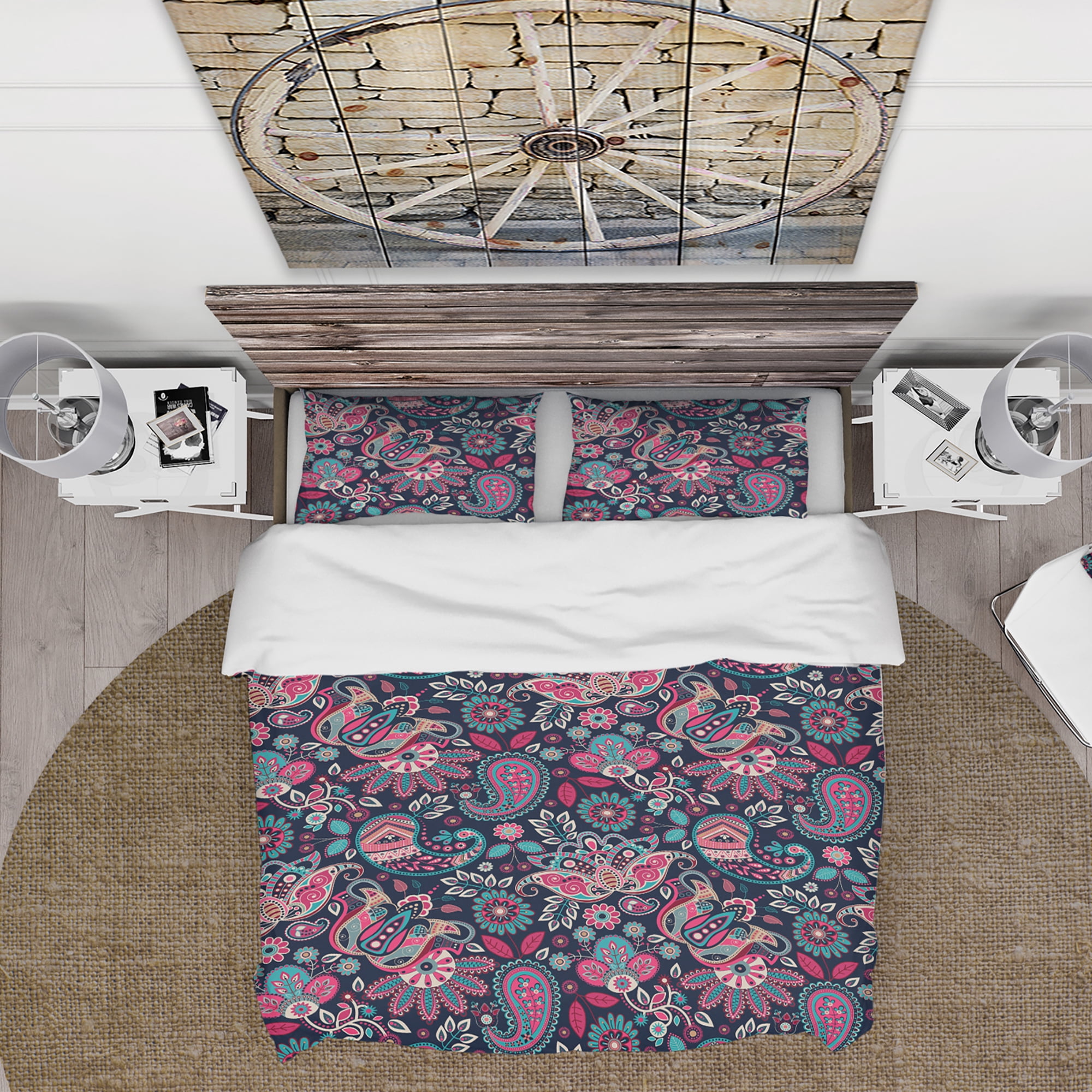 Designart 'Floral Paisley in Retro Style' Floral Duvet Cover Set
