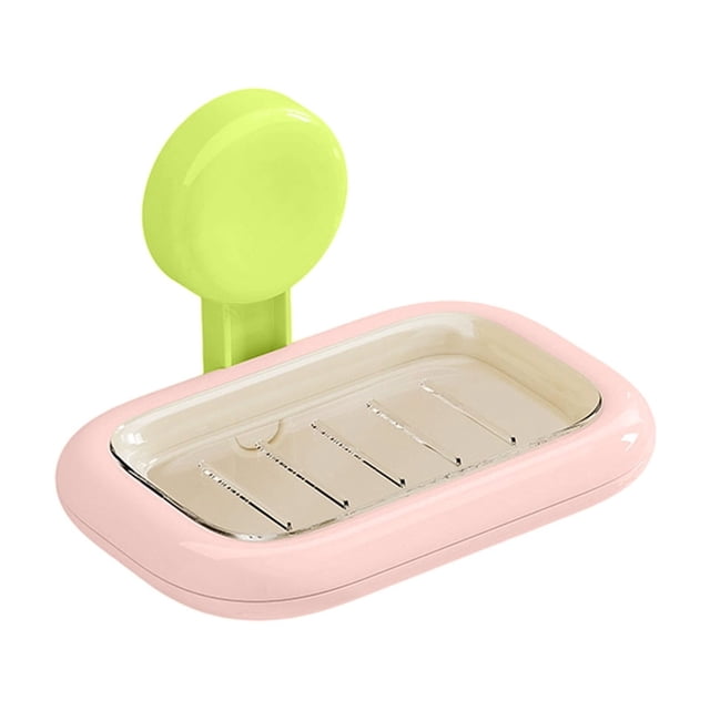 Plastic Storage Box,Suction Cup Wall Mounted Soap Box, Non-Perforated Drainage Bathroom Storage Rack