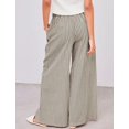 thumbnail image 4 of Pantalones anchos Yeokou de algodón a rayas con cordón para mujer, 4 of 9