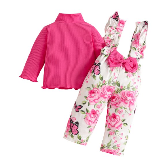 Ymyiu Baby Girls' Clothing Casual Baby Girl 2-Piece Outfit Set: Soft Infant Top + Comfy Toddler Pant (Hot Pink,18-24 Months)