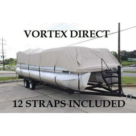 BRAND NEW VORTEX *TAN/BEIGE* 20' ULTRA 3 PONTOON/DECK BOAT COVER, HAS ELASTIC AND STRAPS FITS 18'1" TO 19' TO 20' FT LONG (FAST SHIPPING - 1 TO 4 BUSINESS DAY DELIVERY)