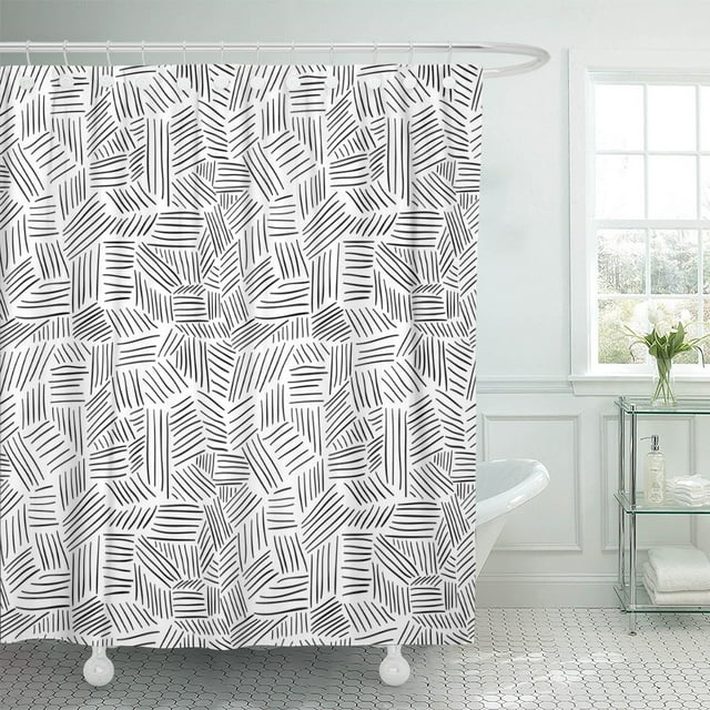 ABPHQTO Cortina de ducha de poliéster con estampado de líneas florales dibujadas a mano 152x180 cm ABPHQTO PKNMT60x72Shower-1618