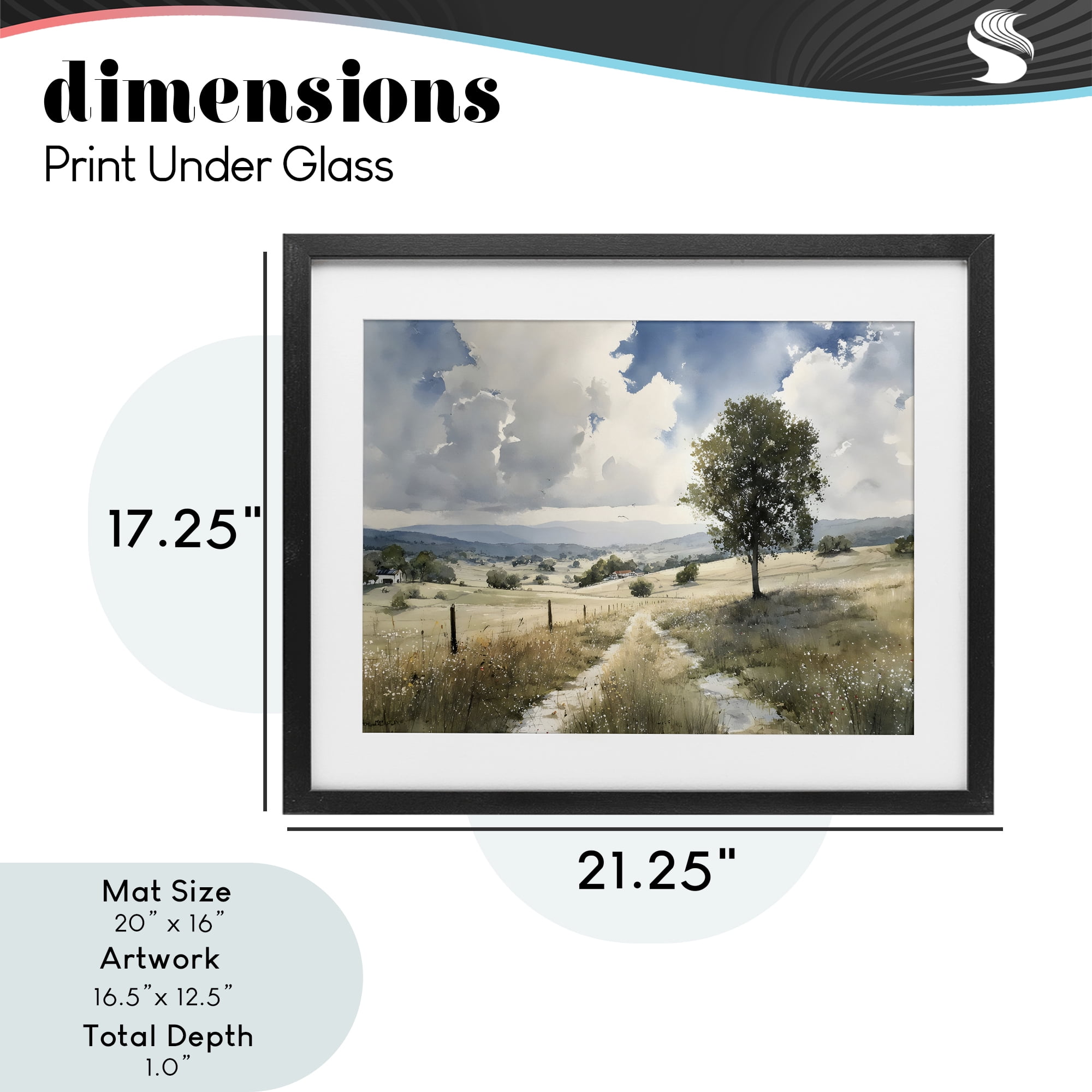 Stupell Industries Wagon Road Through Meadow Black Framed Print Under Glass, design by Franklyn Gregory