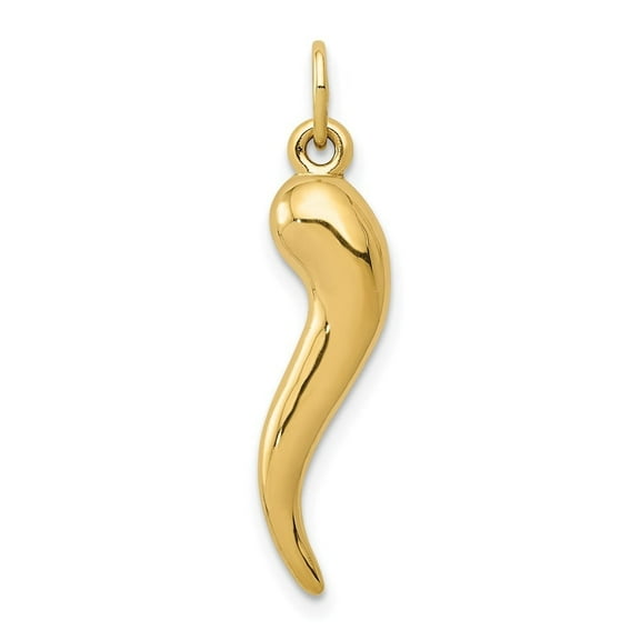 Diamond2Deal 14k Yellow Gold 3D Italian Horn Charm Pendant for Women (L- 0.99 inch, W- 0.2 inch)
