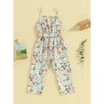 thumbnail image 3 of Bagilaanoe Toddler Baby Girl Jumpsuit Sleeveless Print Romper Overalls 1T 2T 3T 4T 5T 6T Kids Pants with Belt Summer Clothes, 3 of 8