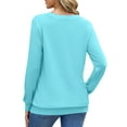 thumbnail image 4 of Fantaslook V Neck Sweatshirts for Women Casual Long Sleeve Shirts Button Pullover Tops Fashion Fall Outfits, 4 of 7