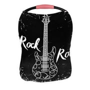 PKQWTM Vintage Electric Guitar Lettering Rock Roll Grunge Nursing Cover Baby Breastfeeding Infant Feeding Cover Baby Car Seat Cover