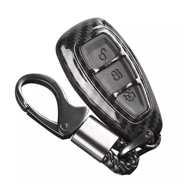 Carcasa de fibra de carbono ABS + funda de silicona para llave de coche, llavero para Ford Focus Mondeo Edge Fiesta Kuga Mondeo MK4 Fusion Escort Ecosport (fibra de carbono B + negro) Sincero Electrónica