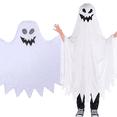 thumbnail image 5 of Disfraz de fantasma para niños pequeños, Poncho de Halloween, traje de Boo, capa de hoja blanca, ropa de actuación de Cosplay para niños y niñas, 5 of 5