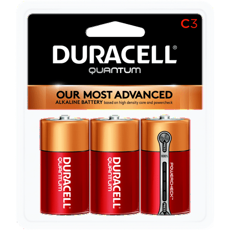 Duracell 1.5V Quantum Alkaline, C Batteries with PowerCheck, 3 Pack
