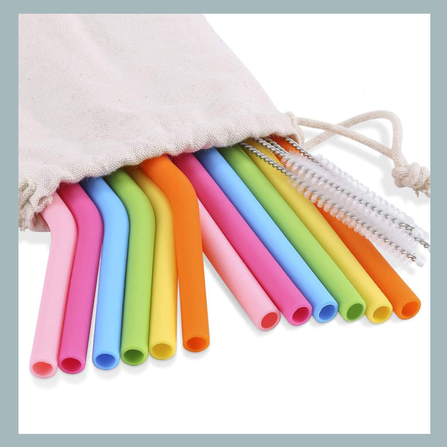 12 Pack Silicone Reusable Straws