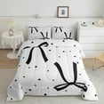 thumbnail image 3 of Feelyou Princess Kawaii Bow Queen Comforter Set for Kids, Black Cartoon Stars Bedding Sets, Cute Bowknot Reversible Bedding Comforter Set, Microfiber Bedroom Decor, 3pcs, 3 of 9