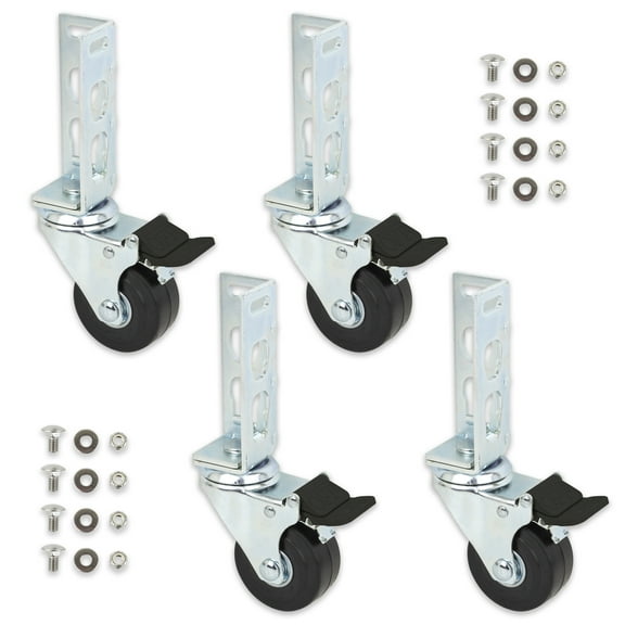 4pc - 3" Storage Rack Caster Wheels (Adapts to Boltless Self Locking Shelving) 1500 lb. Max Total Capacity