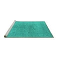 thumbnail image 2 of Ahgly Company Machine Washable Indoor Round Oriental Turquoise Blue Industrial Area Rugs, 7' Round, 2 of 4