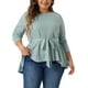 thumbnail image 1 of Blusa Casual de Cuello Redondo Asimétrico Alta-Baja para Mujeres de Talla Grande GRACE & GRANDEUR 3X Verde Gris, 1 of 1
