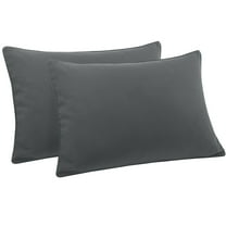 Unique Bargains 2Pcs Brushed Zipper Closure Microfiber Pillowcases Dark Gray Queen