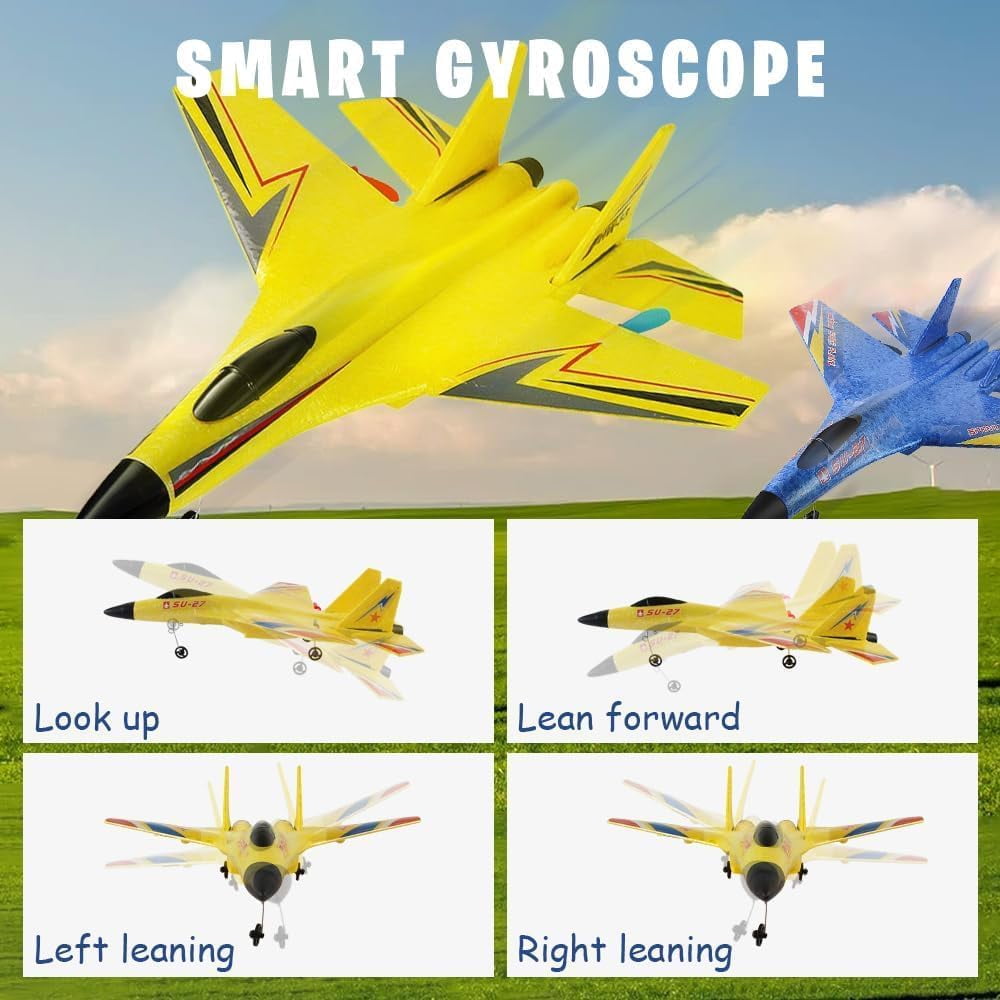 2026 New Gravity Gliders Airplane with Lights, Upgrade RC Plane Remote Control Glider Airplanes 2.4 GHZ 2 Channels, Anti-Collision Silicone Nose RC Plane (Blue)