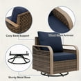 thumbnail image 4 of COOS BAY Outdoor Wicker Glider Chair Patio Rattan 360° Swivel Rocking Chair with Blue Cushions for Garden, Poolside, Backyard (Set of 1), 4 of 8